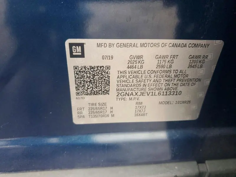 2020 CHEVROLET EQUINOX LT  