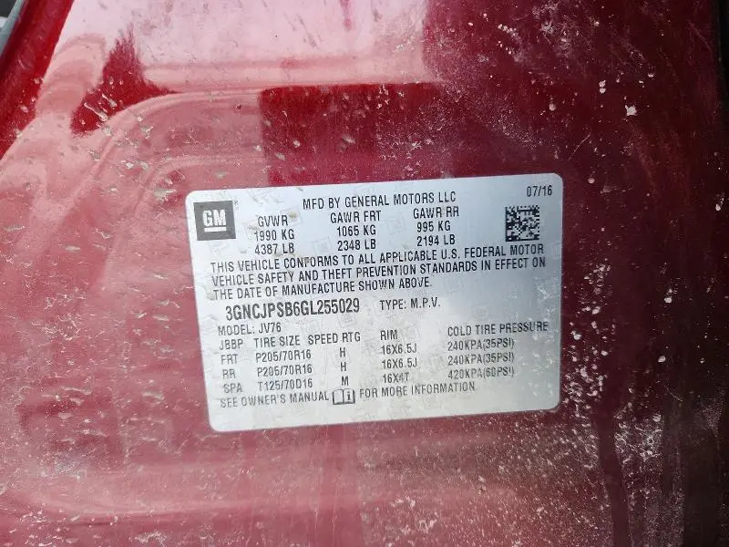 2016 CHEVROLET TRAX 1LT  