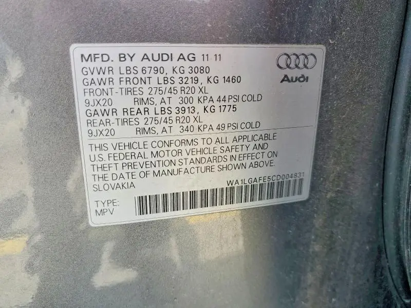 2012 AUDI Q7 PREMIUM PLUS  