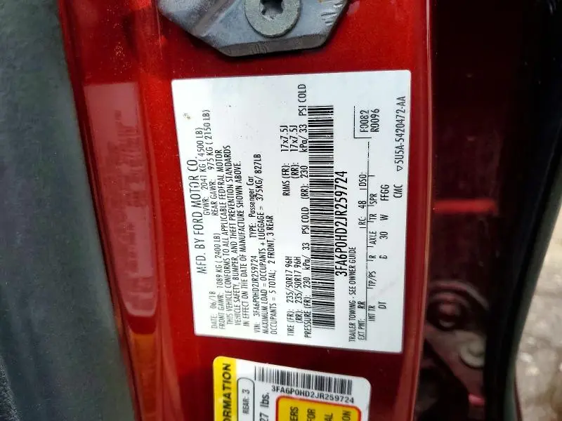 2018 FORD FUSION SE  