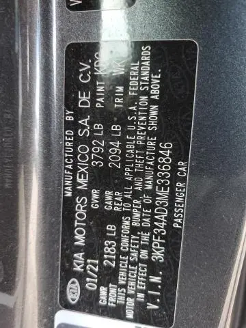 2021 KIA FORTE GT LINE  