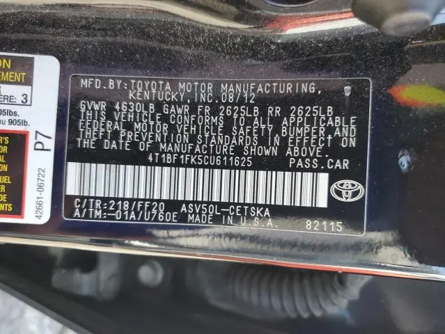 2012 TOYOTA CAMRY BASE  