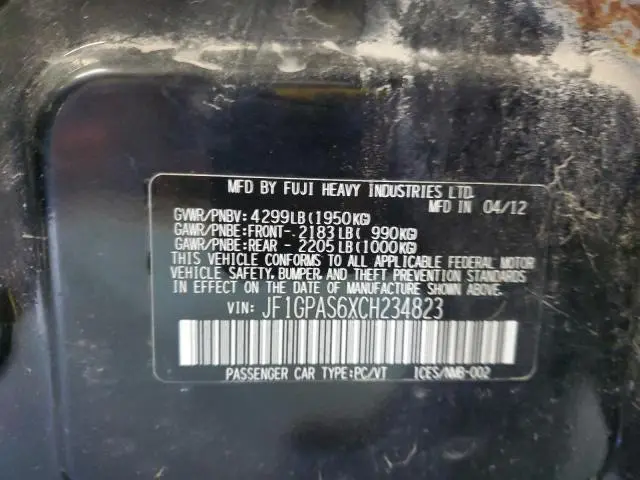 2012 SUBARU IMPREZA SPORT LIMITED  