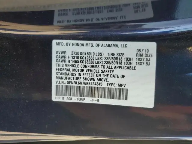 2019 HONDA ODYSSEY EXL  
