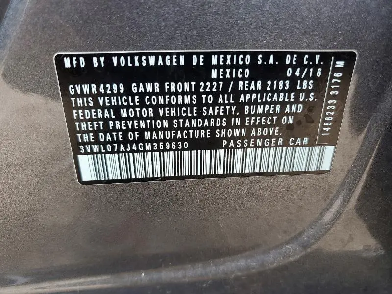 2016 VOLKSWAGEN JETTA SEL  