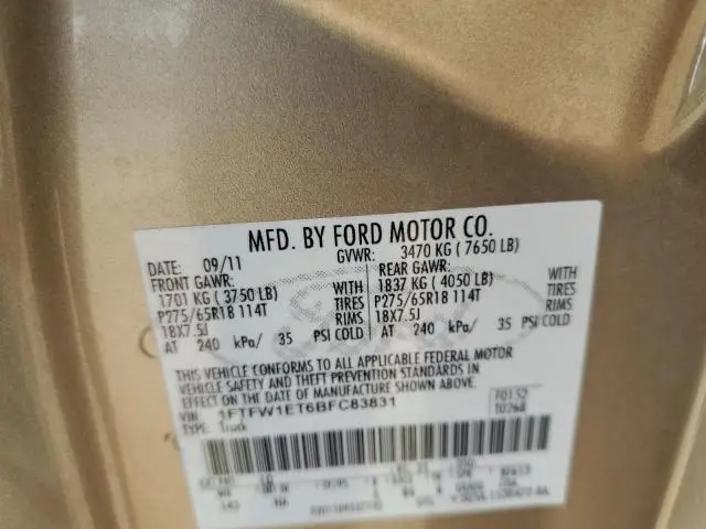 2011 FORD F150 SUPERCREW