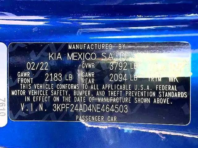 2022 KIA FORTE LXS  
