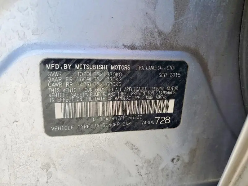 2015 MITSUBISHI MIRAGE DE  