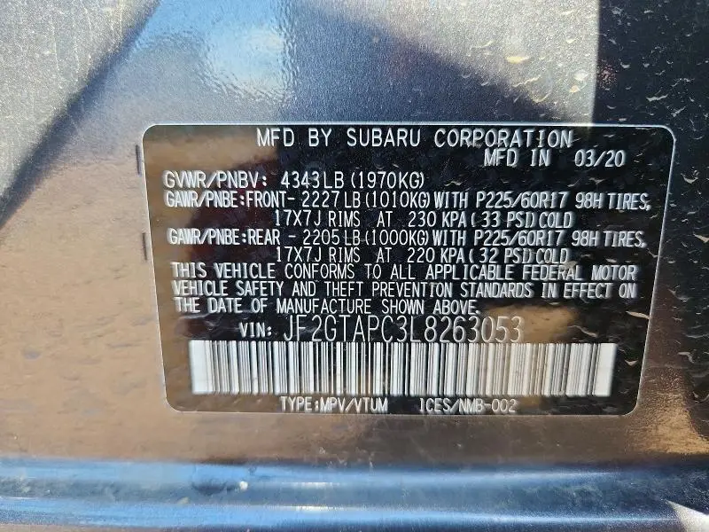 2020 SUBARU CROSSTREK PREMIUM  