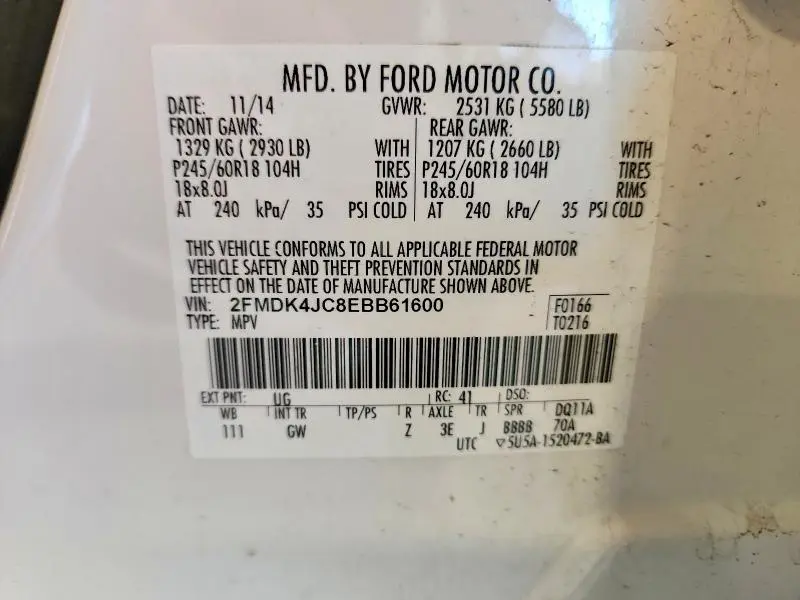 2014 FORD EDGE SEL  