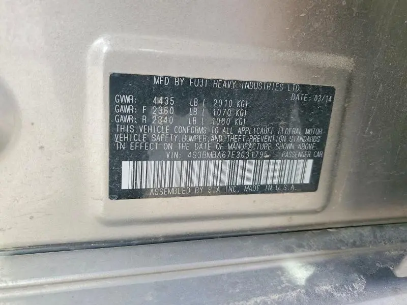 2014 SUBARU LEGACY   