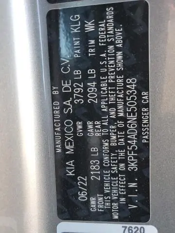 2022 KIA FORTE GT LINE  