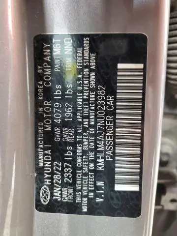 2022 HYUNDAI ELANTRA BLUE  