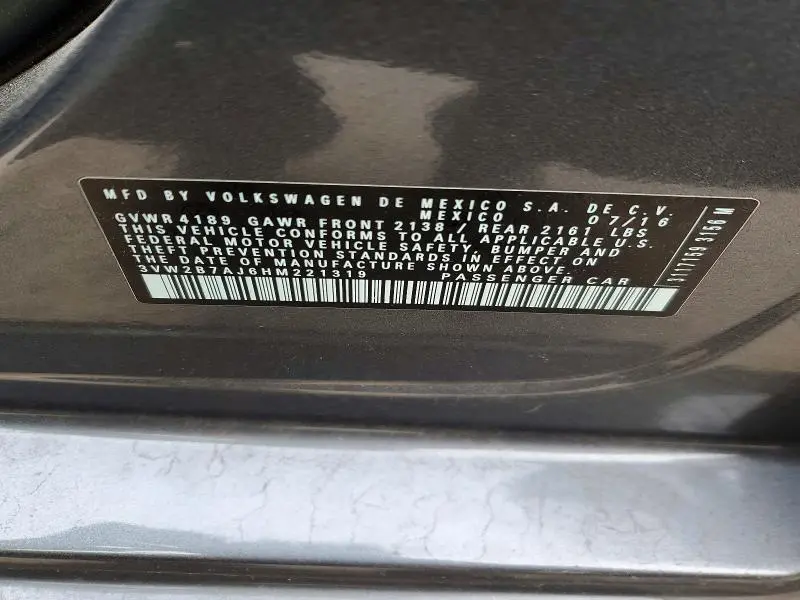 2017 VOLKSWAGEN JETTA S  