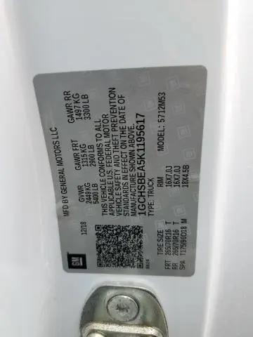 2019 CHEVROLET COLORADO   