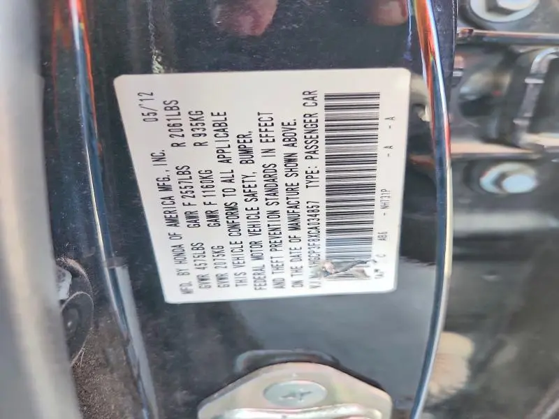 2012 HONDA ACCORD EXL  