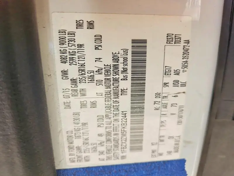 2015 FORD TRANSIT T-350  