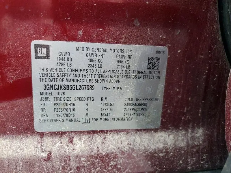 2016 CHEVROLET TRAX LS  