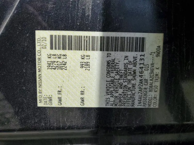 2010 NISSAN ALTIMA 2.5  