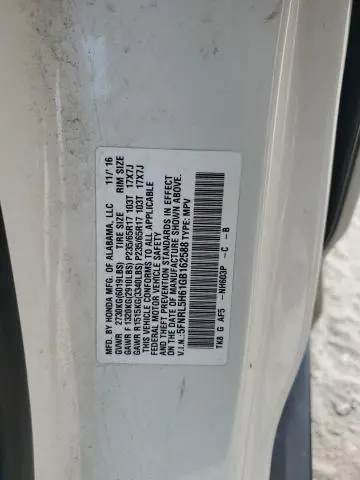 2016 HONDA ODYSSEY EXL  