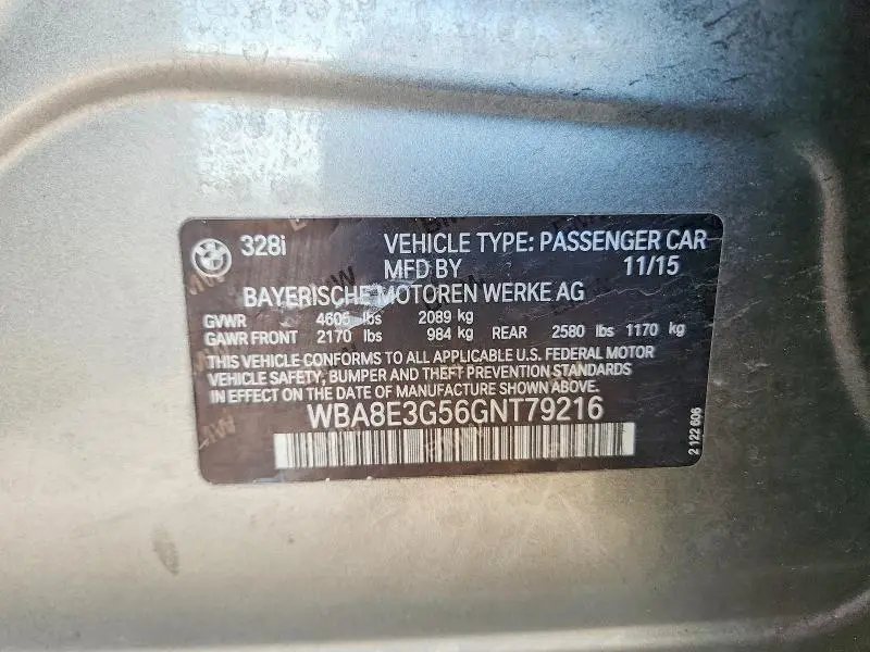 2016 BMW 328 XI SULEV  
