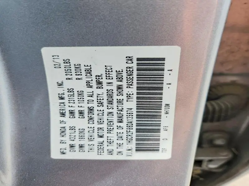 2013 HONDA ACCORD EXL  