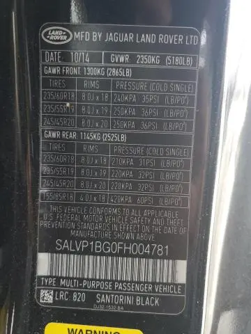 2015 LAND ROVER RANGE ROVER EVOQUE PURE PLUS