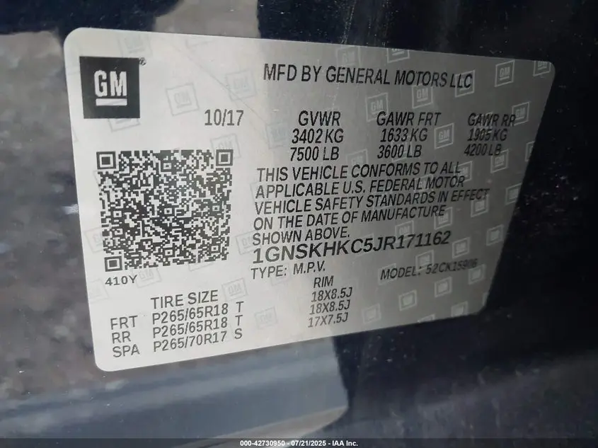2018 CHEVROLET SUBURBAN LT