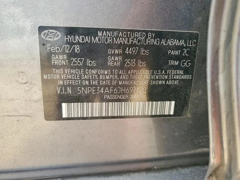 2018 HYUNDAI SONATA SEL  