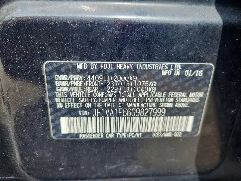 2016 SUBARU WRX PREMIUM  