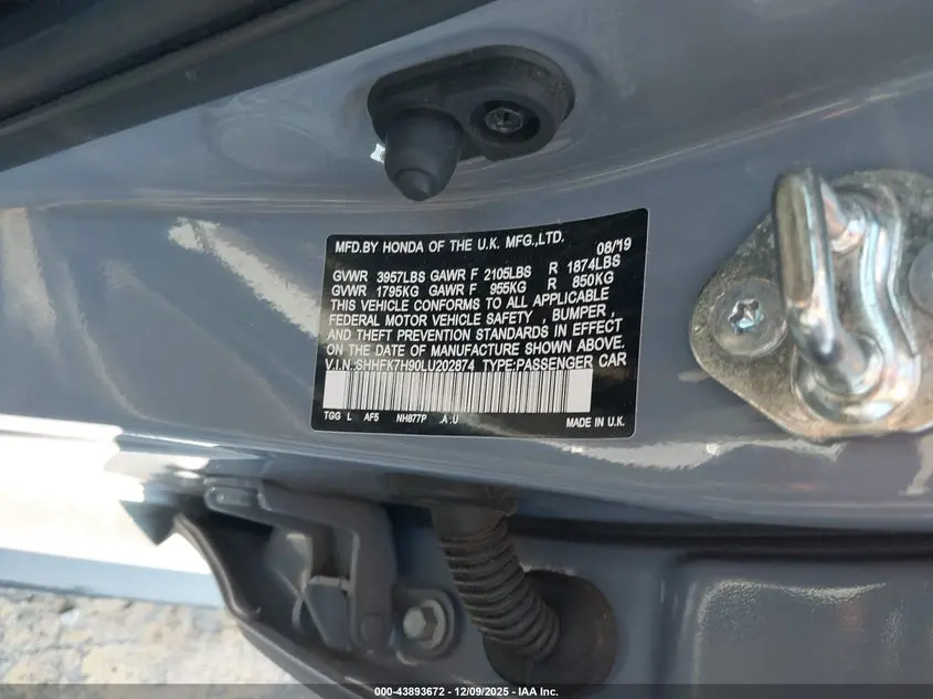 2020 HONDA CIVIC SPORT TOURING