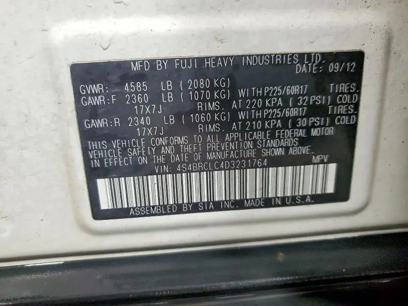 2013 SUBARU OUTBACK 2.5I LIMITED  