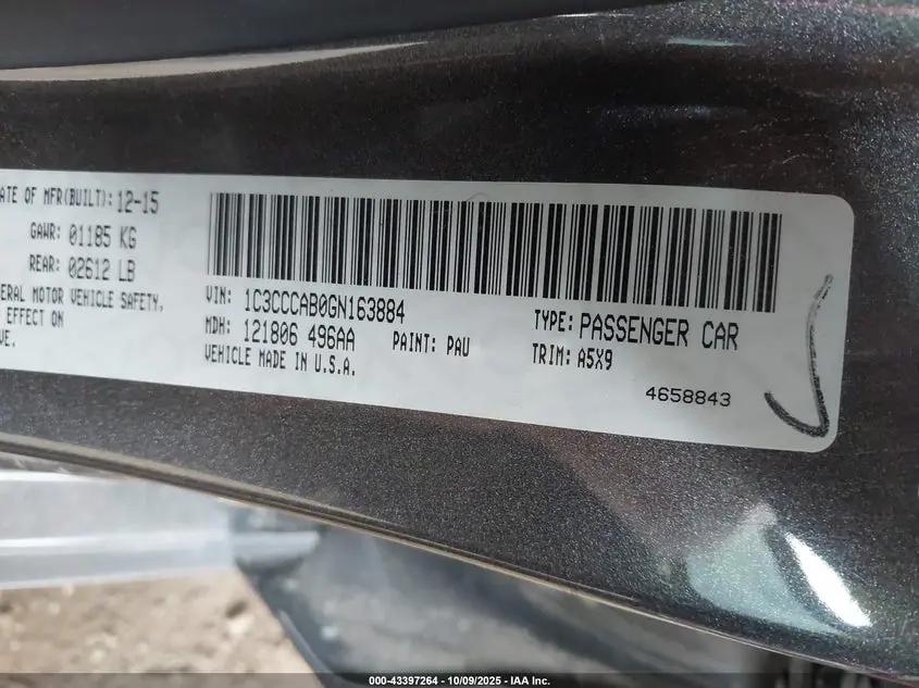 2016 CHRYSLER 200 LIMITED