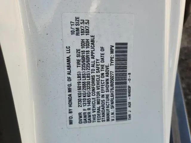 2018 HONDA ODYSSEY EXL  