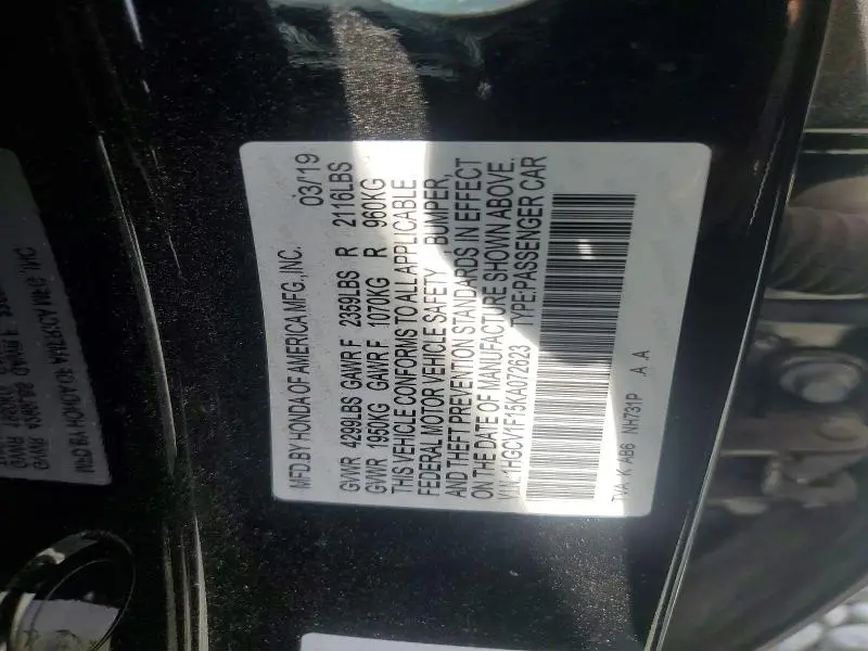 2019 HONDA ACCORD LX  