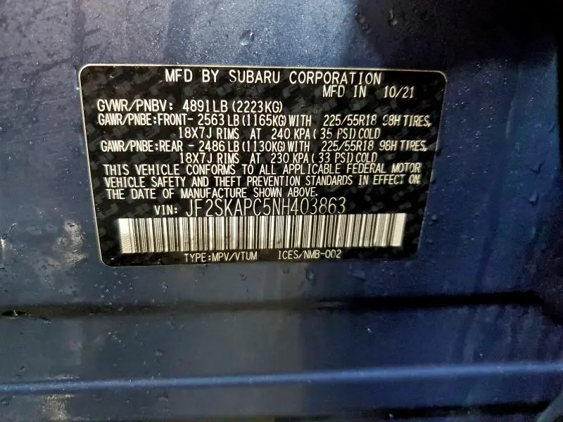 2022 SUBARU FORESTER LIMITED  