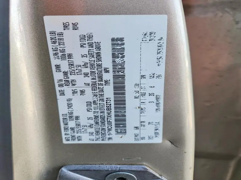 2017 FORD ESCAPE S  