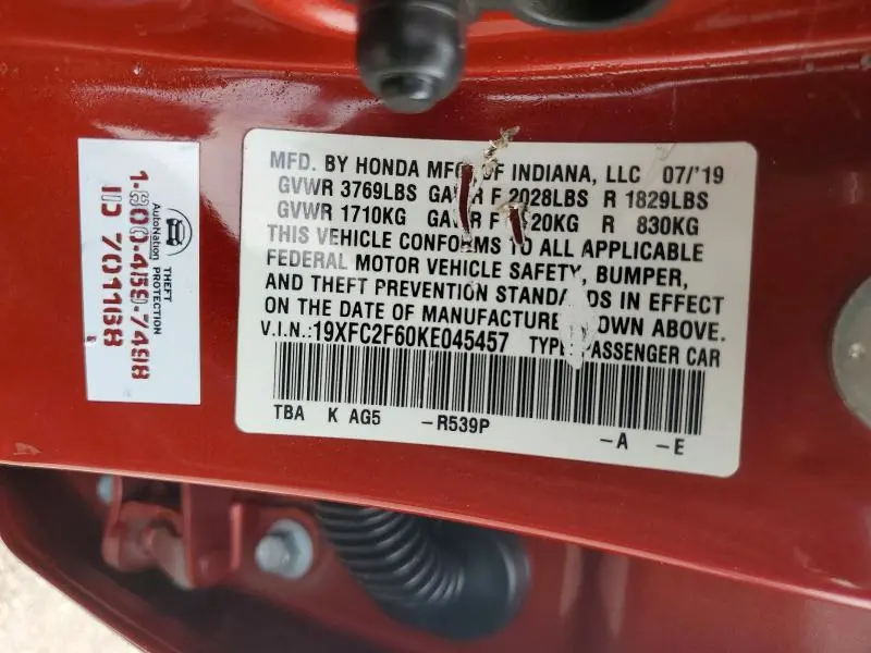2019 HONDA CIVIC LX  