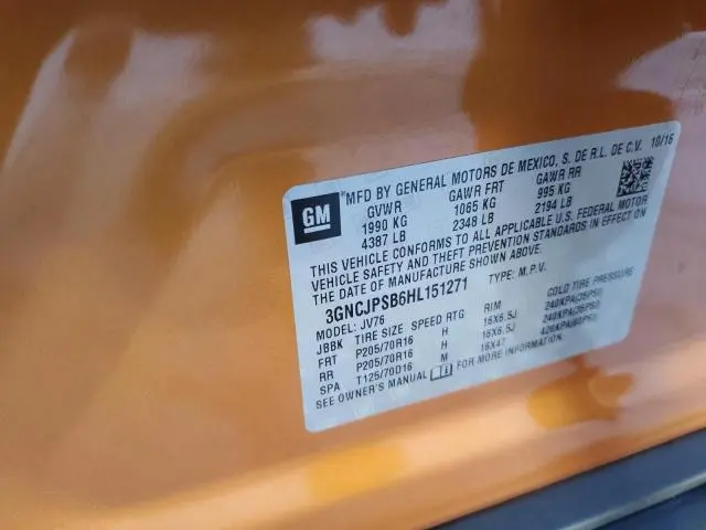 2017 CHEVROLET TRAX 1LT  