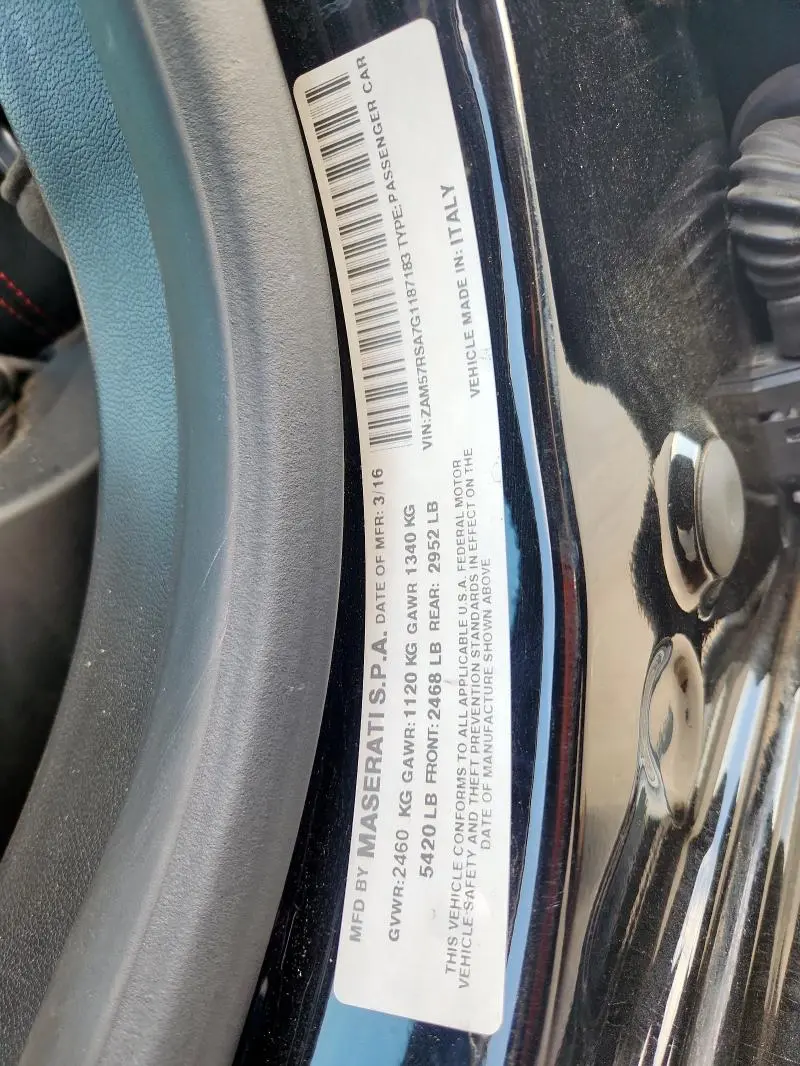 2016 MASERATI GHIBLI S  