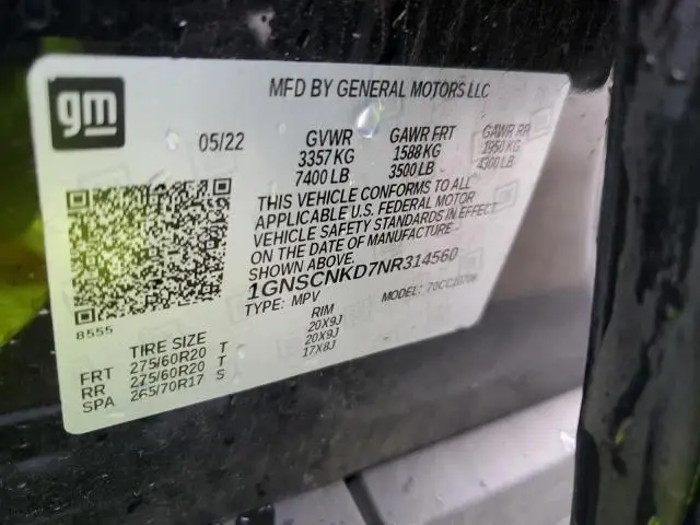 2022 CHEVROLET TAHOE C1500 LT  