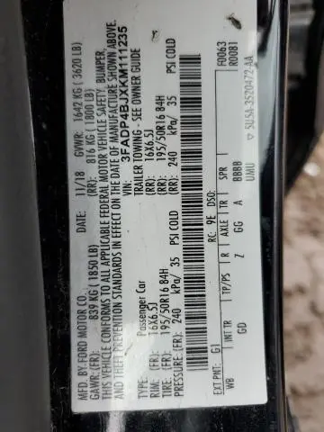 2019 FORD FIESTA SE  