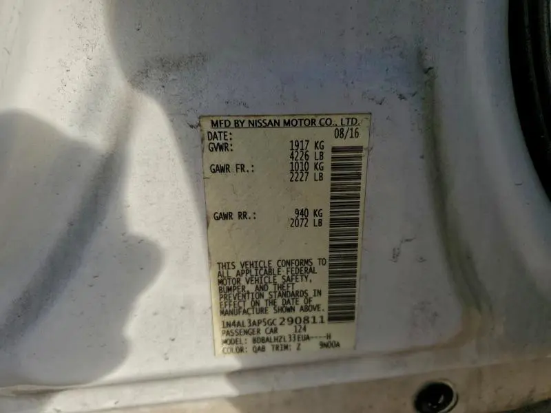 2016 NISSAN ALTIMA 2.5  