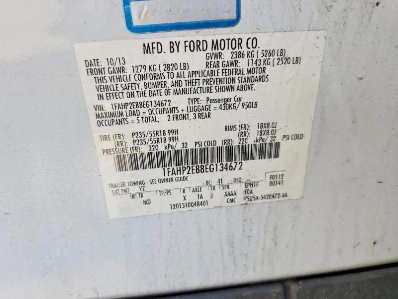 2014 FORD TAURUS SEL  