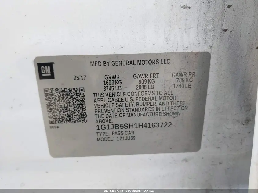 2017 CHEVROLET SONIC LS AUTO