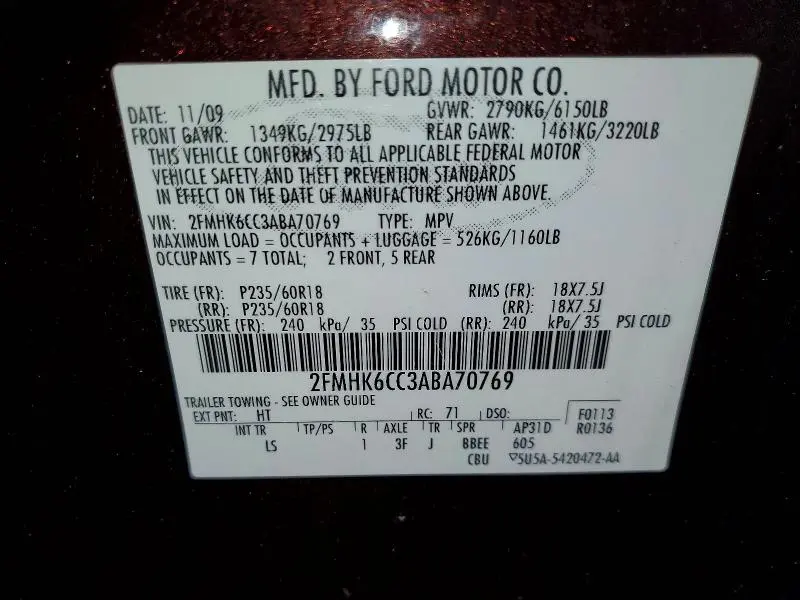 2010 FORD FLEX SEL  