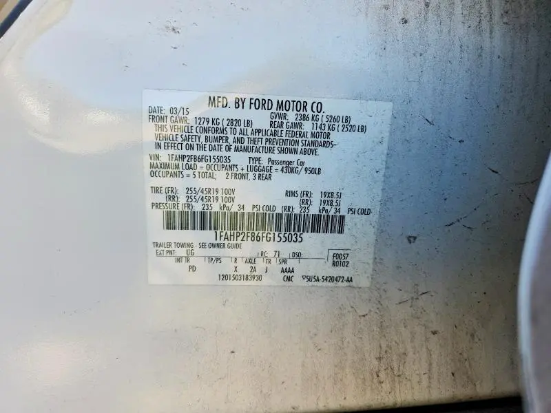 2015 FORD TAURUS LIMITED  