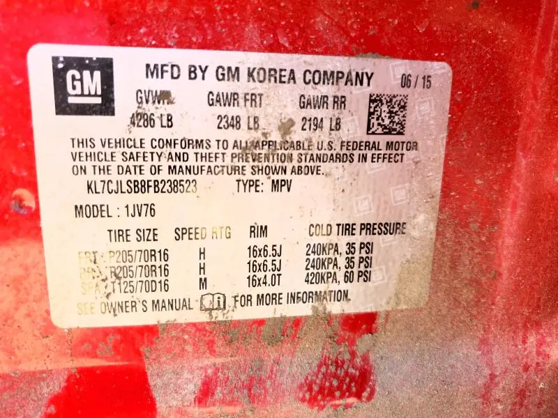 2015 CHEVROLET TRAX 1LT  