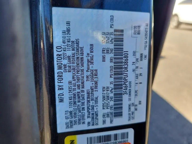 2013 FORD FUSION SE PHEV  