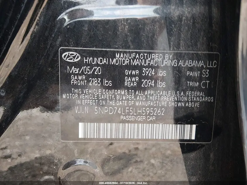 2020 HYUNDAI ELANTRA SE